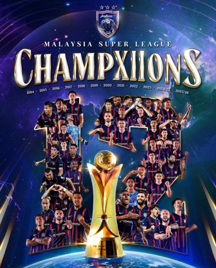 kaiyun-霸主！柔佛新山实现马来超12连冠，赛季19战全胜进86球丢7球